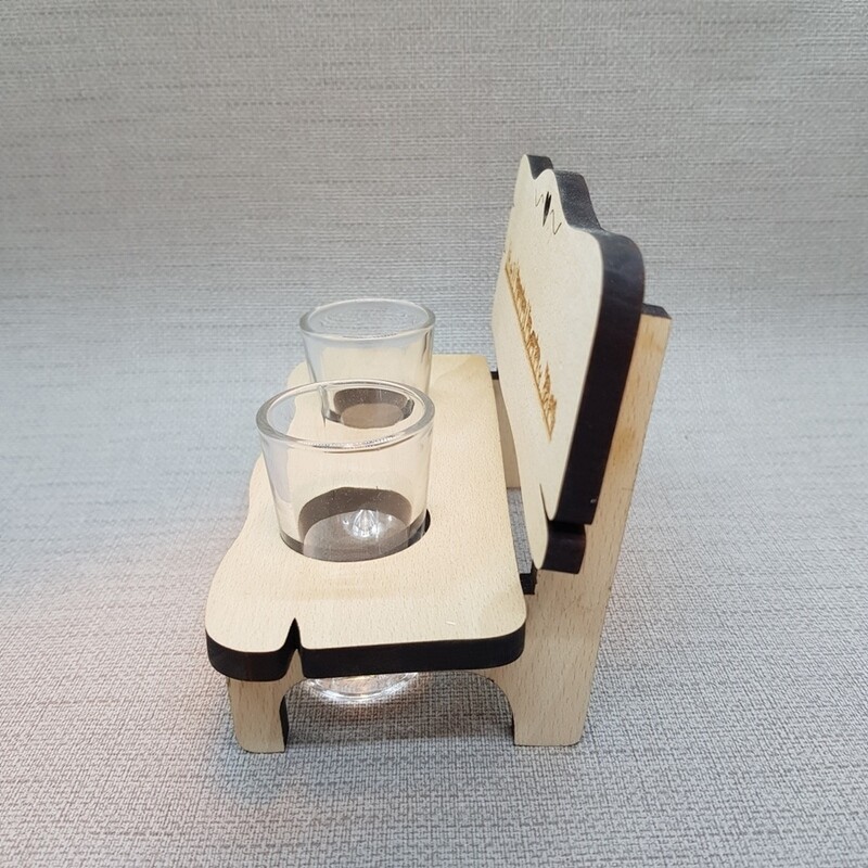 Schnapsbänkli ALPAUFZUG, 2 Glas
