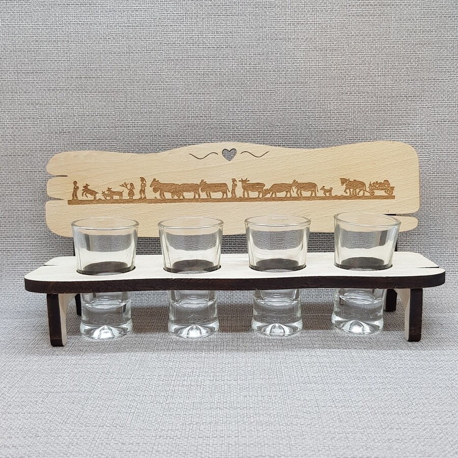 Schnapsbänkli  ALPAUFZUG, 4 Glas