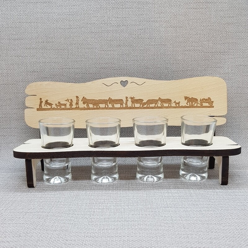 Schnapsbänkli  ALPAUFZUG, 4 Glas