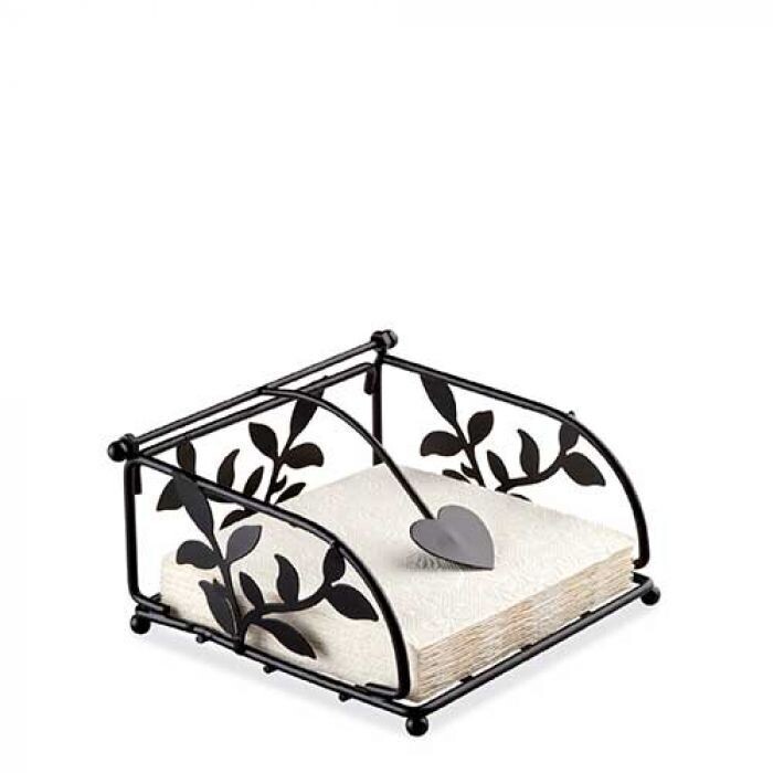 Serviettenspender zu Cocktailservietten, Eisen schwarz mit Herz