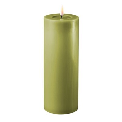 LED-Kerzen DELUXE Homeart olive-grün 7.5x20cm