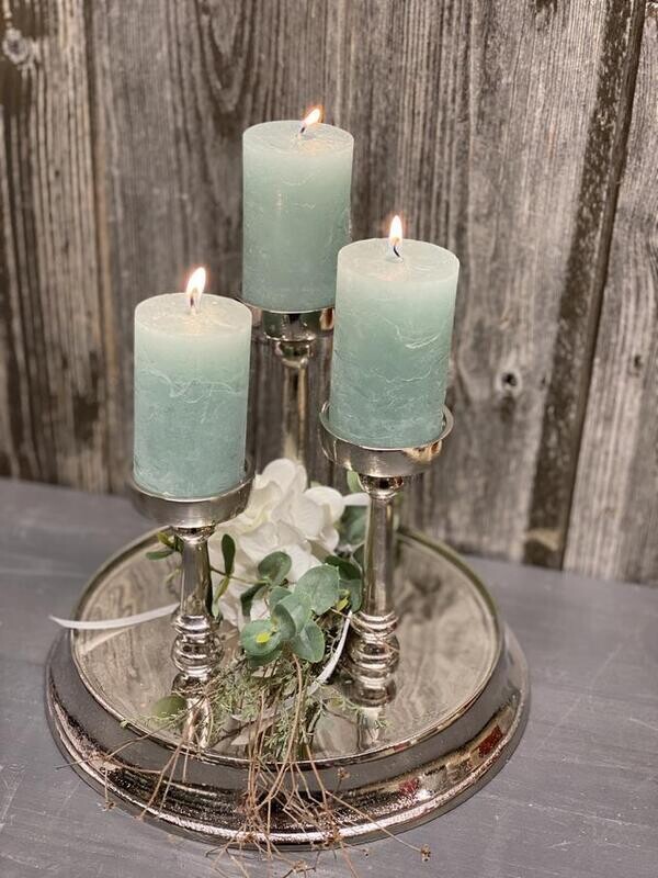 Kerzentablett für 3 Kerzen, Alu