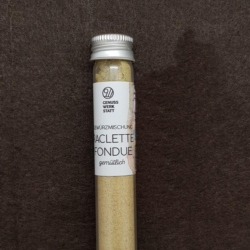 Raclett-Fondue, Gewürze im Reagenzglas, BIO