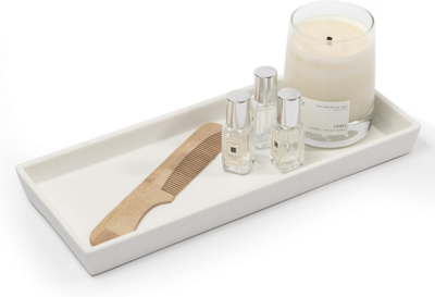 Ceramic Bathroom Vanity Tray 12&quot;x5&quot; - White