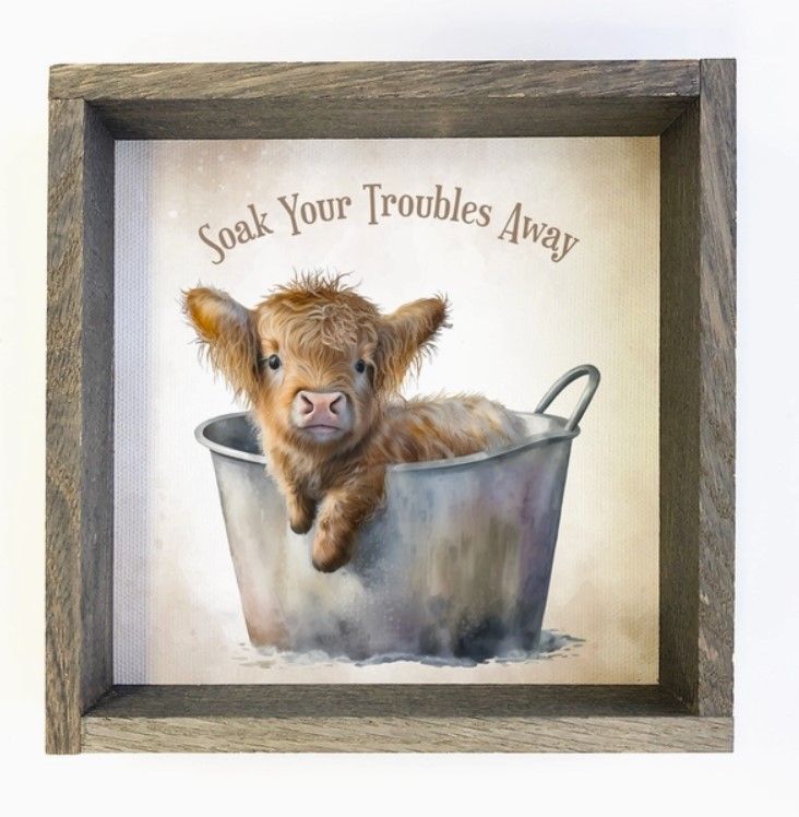 Highland Cow Soak - Bathroom Art - Cute Baby Animals
