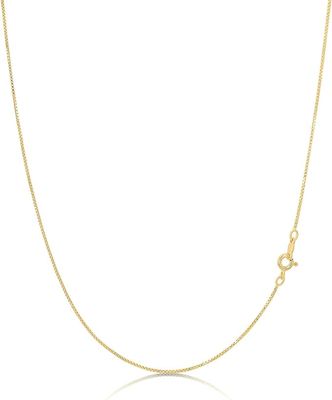 18ct Gold Over Sterling Silver 1mm Box Chain Necklace Made in Italy
