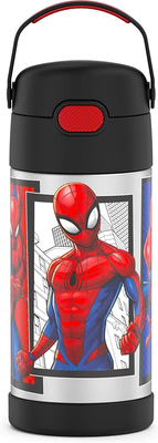 Spiderman 12 Ounce Stainless Steel Vacuum Insulated Kids Straw Bottle, Spider-Man