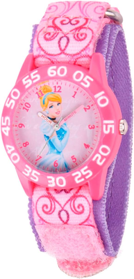 Disney Princess Kids&#39; Plastic Time Teacher Analog Quartz Nylon Strap Watch