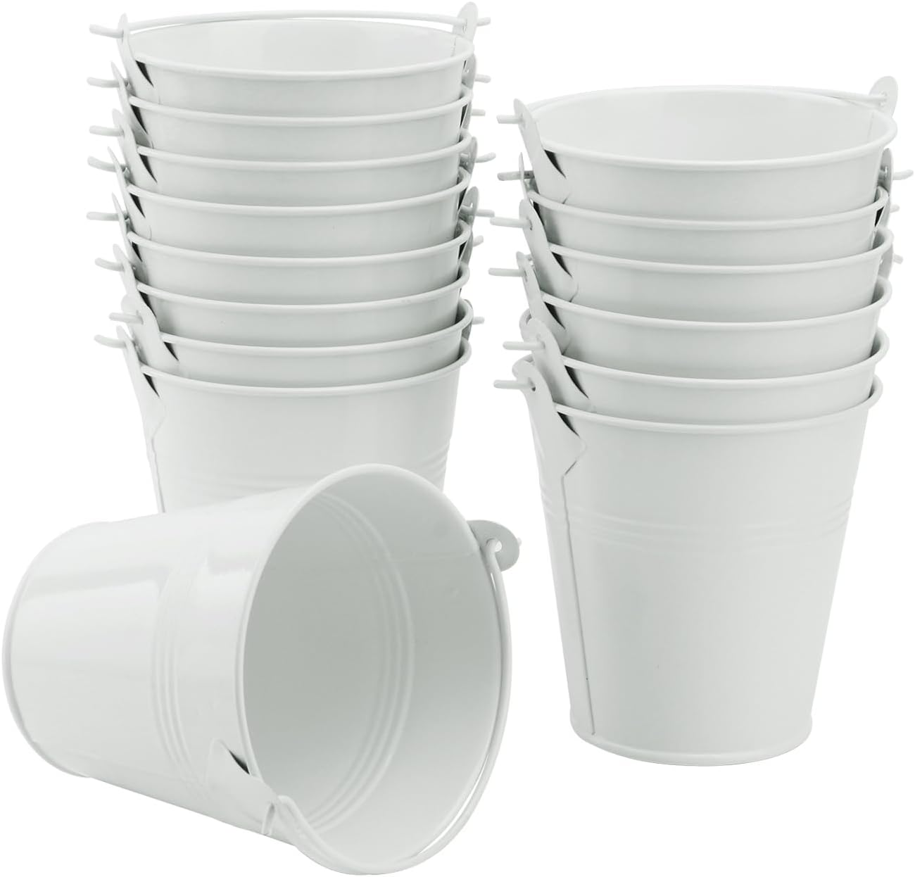 4 Pack of 4&quot; White Iron Pails