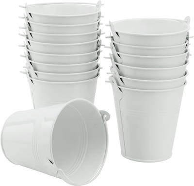 4 Pack of 4&quot; White Iron Pails