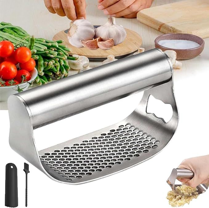 Garlic Press Rocker, Stainless Steel Garlic Mincer