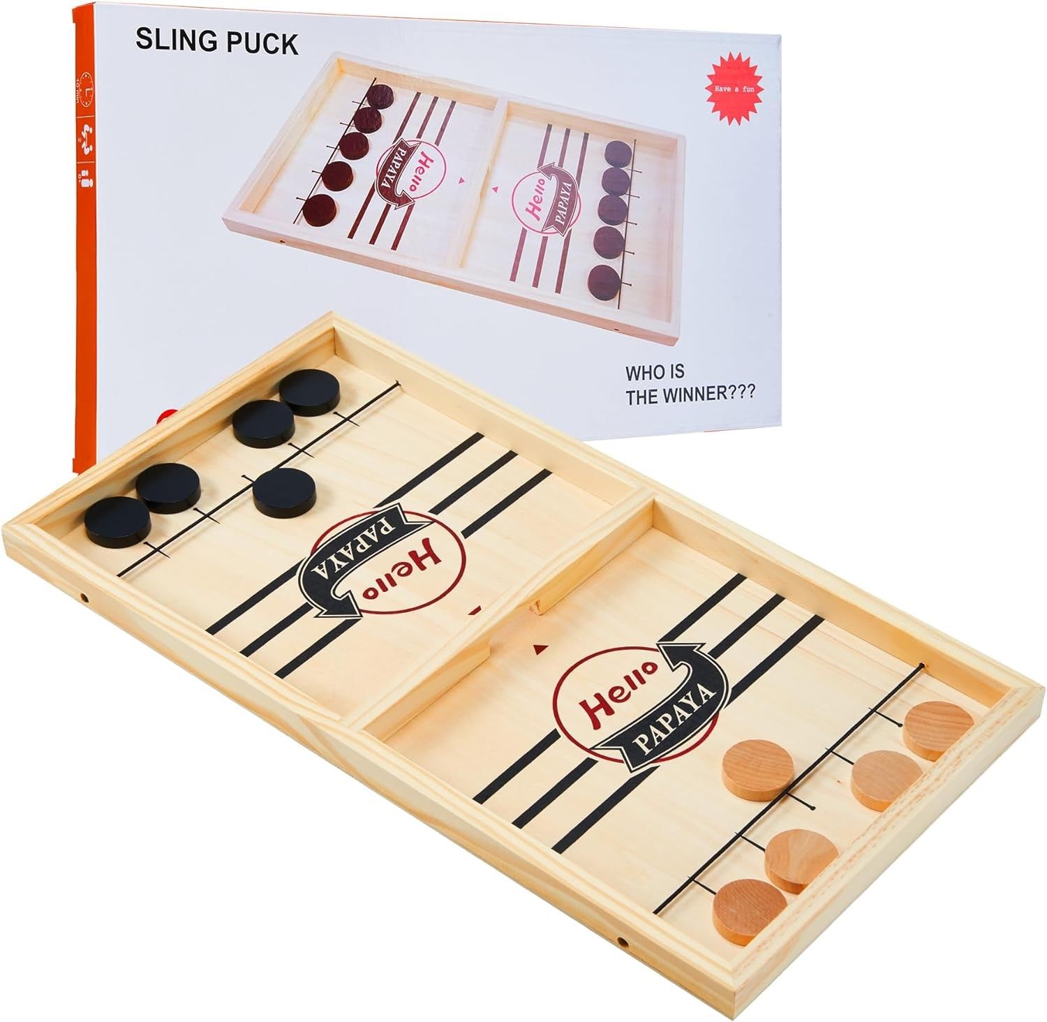 Sling Puck Game, Wooden Hockey Shot Game