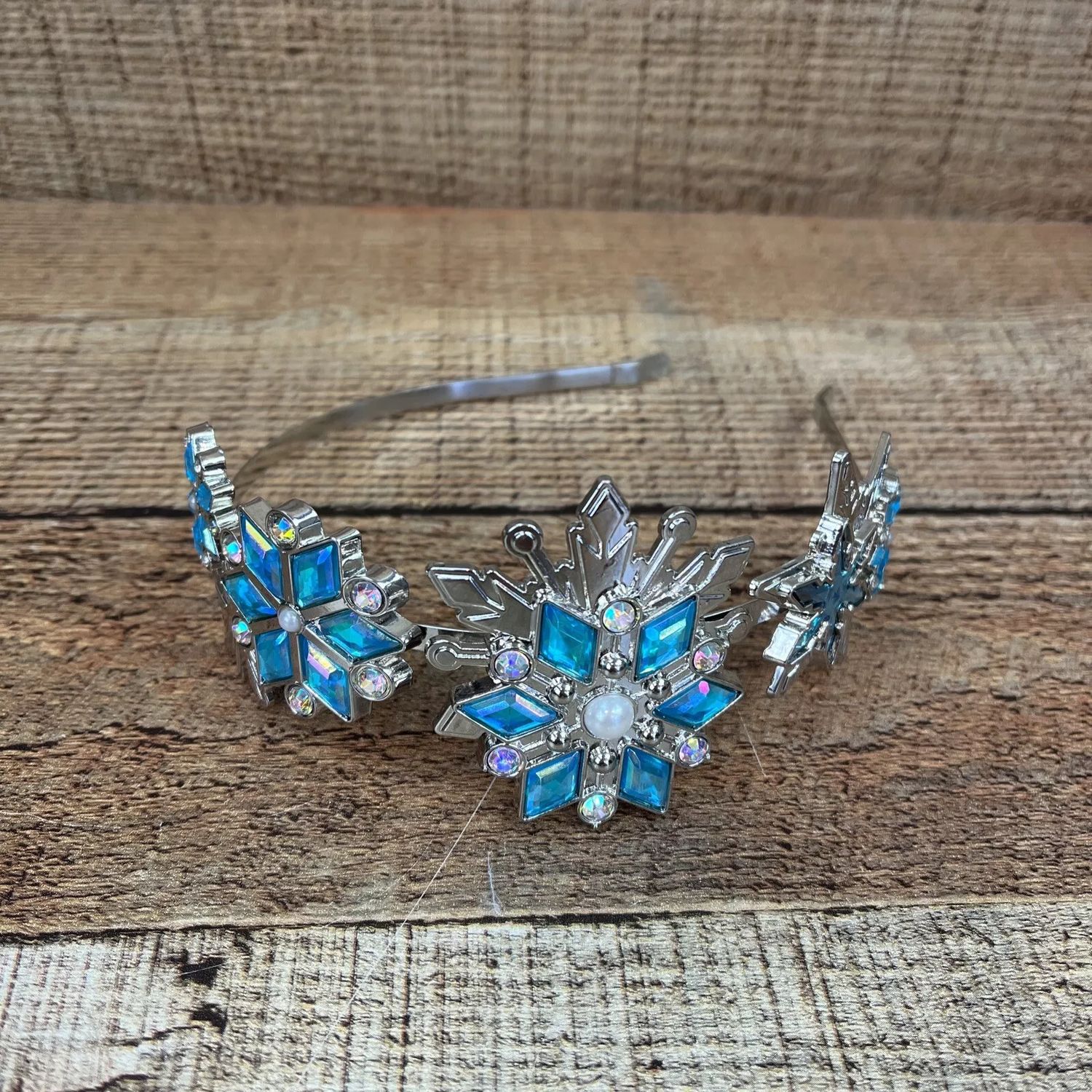 Frozen Queen Elsa Metal Blue Gem Snowflakes Headband