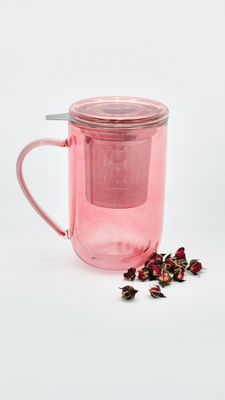 Pink Double Walled Glass Nordic Mug