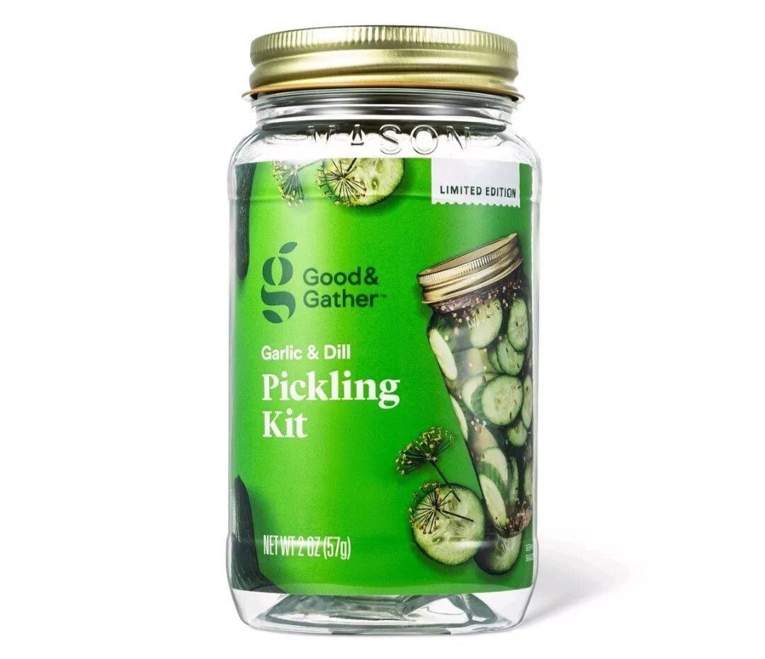Garlic &amp; Dill Pickling Kit 6&quot; Plastic Mason Container