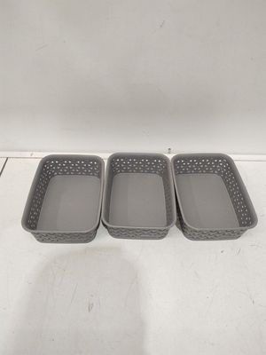 Grey Rectangle Plastic Storage Baskets
