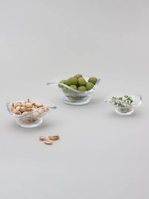 3PC VIRGINIA SIN URCH GLASS DECORATIVE BOWLS- 1.5oz/3.6oz/6.4oz- clear