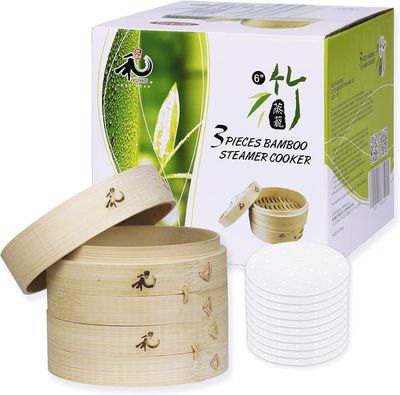 Kitchen Stackable Bamboo Steamer Baskets
