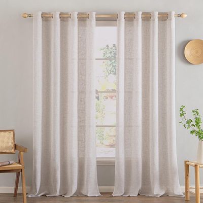 Extra Long Natural White Linen Curtains