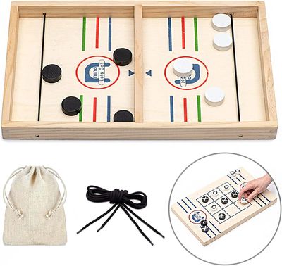 Fast Sling Puck &amp; Tic Tac Toe Wooden Game