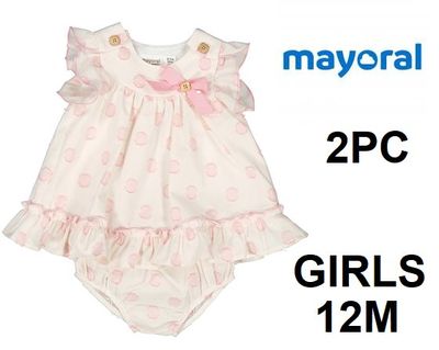 2 Piece Ruffle Polka Dot Dress With Bloomers - Semolina