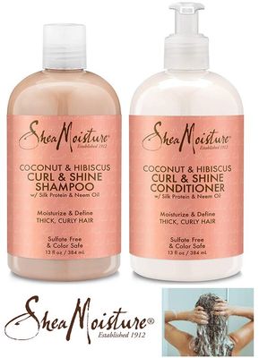Shea Moisture Coconut and Hibiscus Curl and Shine Shampoo and Conditioner Set