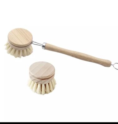 Natural Wood Long Handle Dishwashing Brush