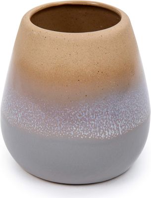 Beautifully Glazed Ceramic Toothbrush Holder, 4 x 4.5 inches, Beige