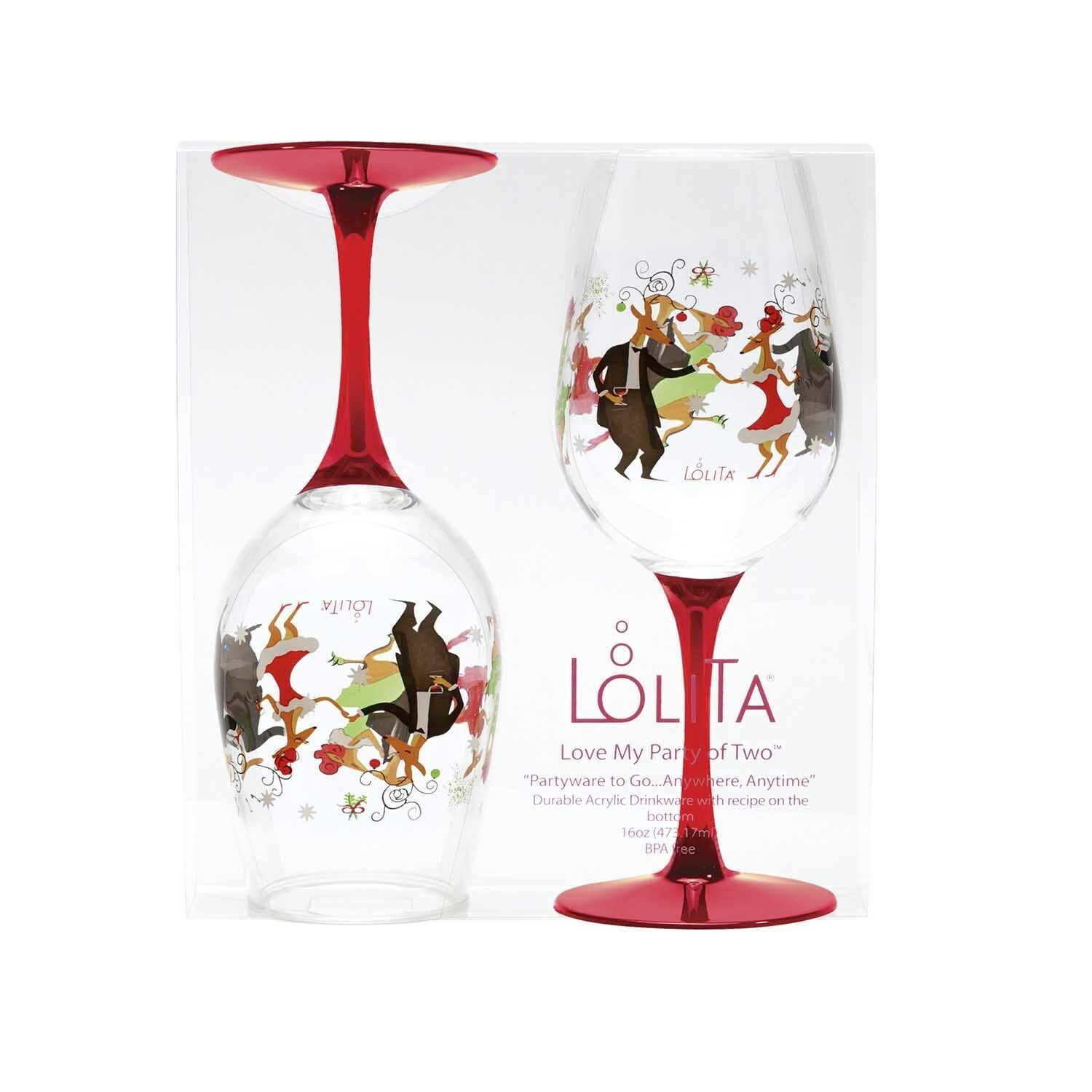 Acrylic Wine Drinkware Set - Reindeer Holiday Acrylic Wine Drinkware Set - Reindeer Holiday