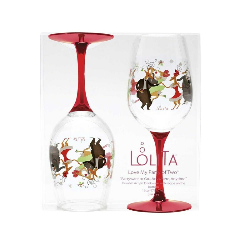 Acrylic Wine Drinkware Set - Reindeer Holiday