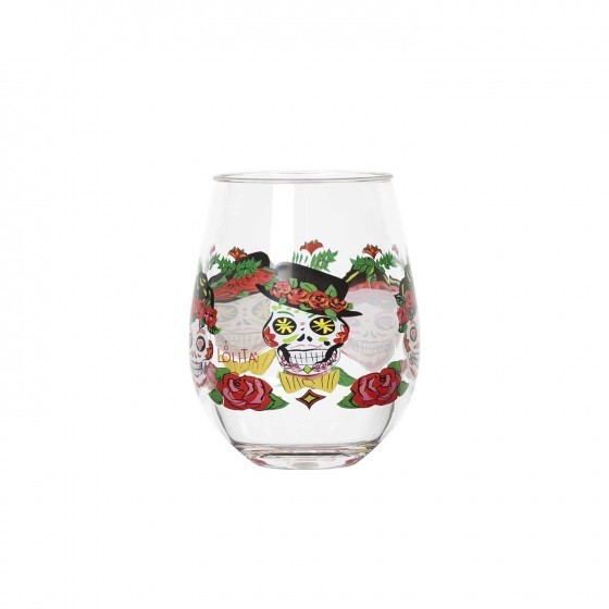 Stemless Acrylic Wine Drinkware Set - Sugar Skull Stemless Acrylic Wine Drinkware Set - Sugar Skull