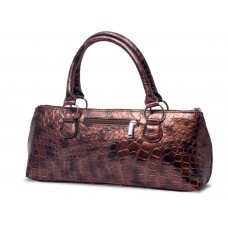 Wine Clutch - Brown Croc