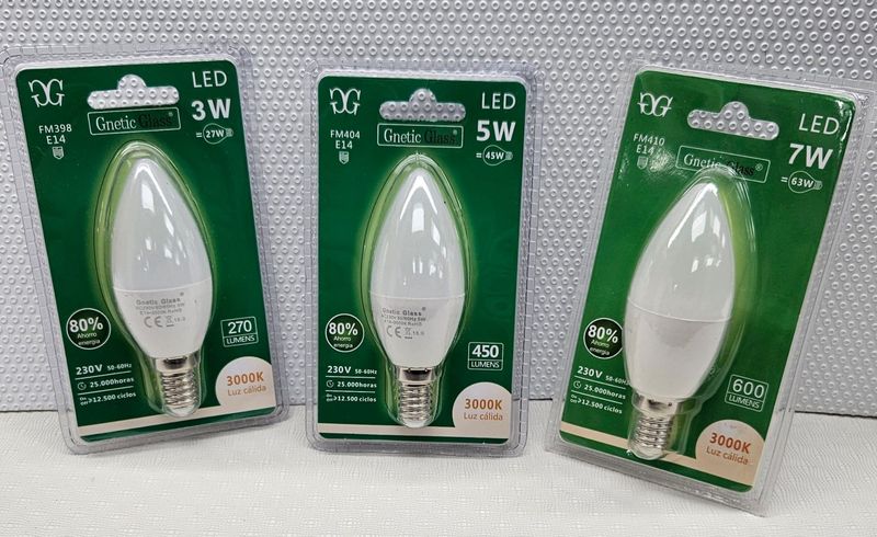 Gnetic Glass Bombillas LED Tipo Vela Casquillo E14 3000K Luz Cálida