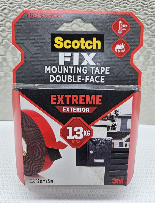 Scotch cinta doble cara EXTREME 13KG, de exterior 19mmx 5m