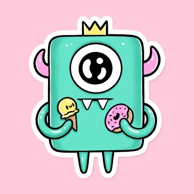 Donut Monster Sticker