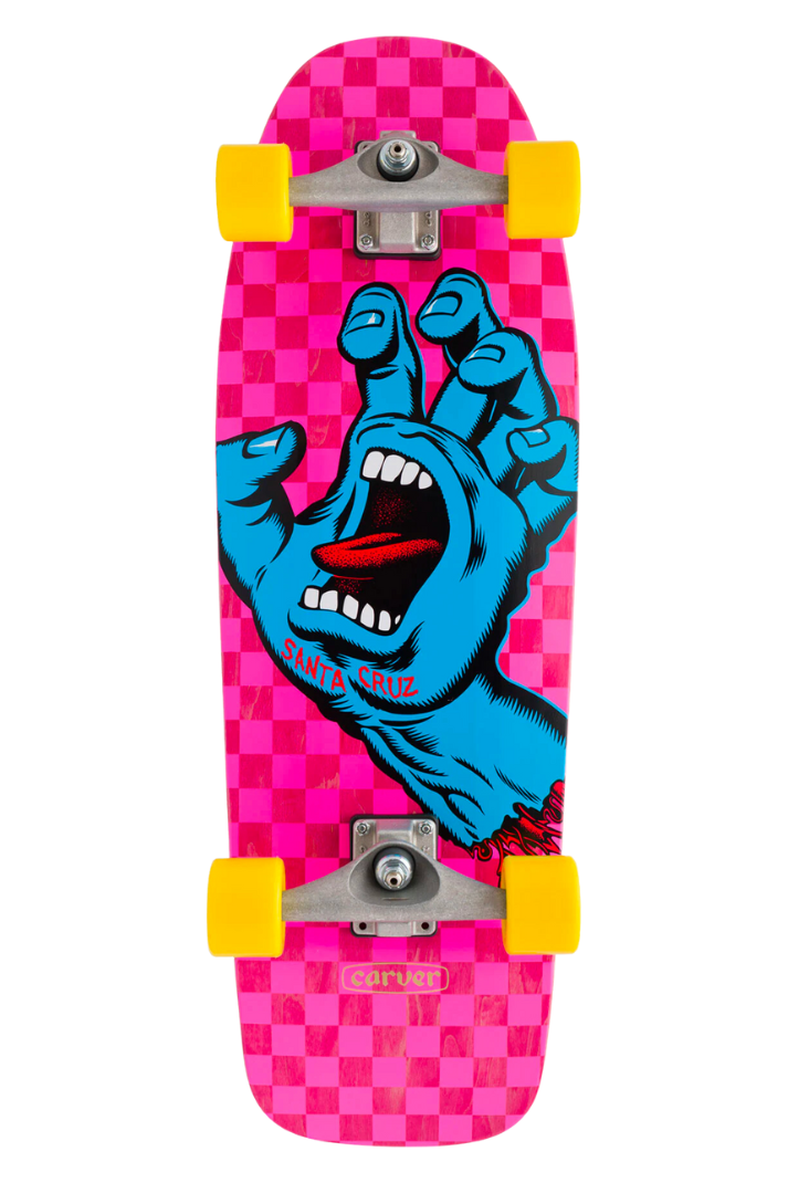 CARVER SCREAMING HAND CHECK 9.8" SURFSKATE, Color: PINK, Size: 9.8"