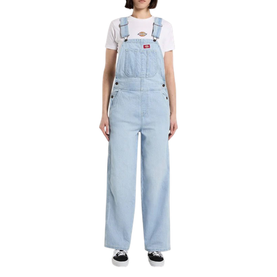 W LOOSE DENIM BIB FOG BLUE