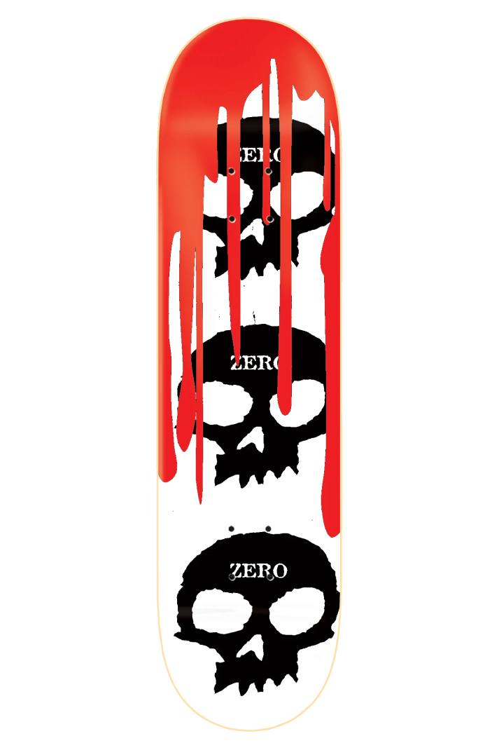 3 SKULL BLOOD WHITE 8" DECK