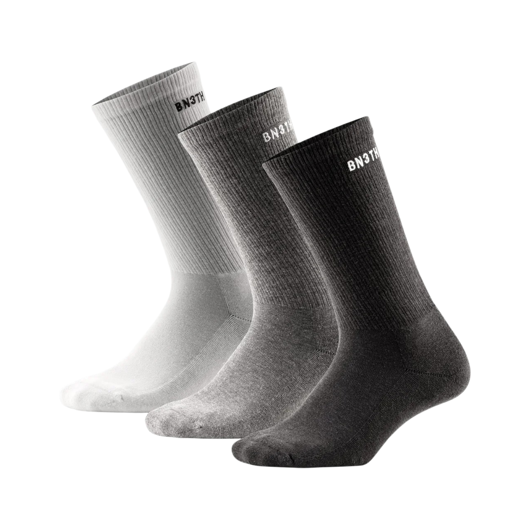 CLASSIC CREW SOCK 3PK BLK/HGRY/WHT