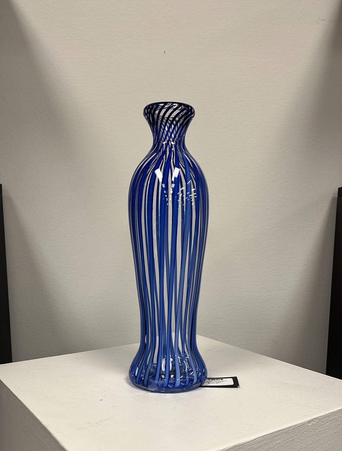 Blue Stripe Tall Narrow Vase - JJ Gaffers