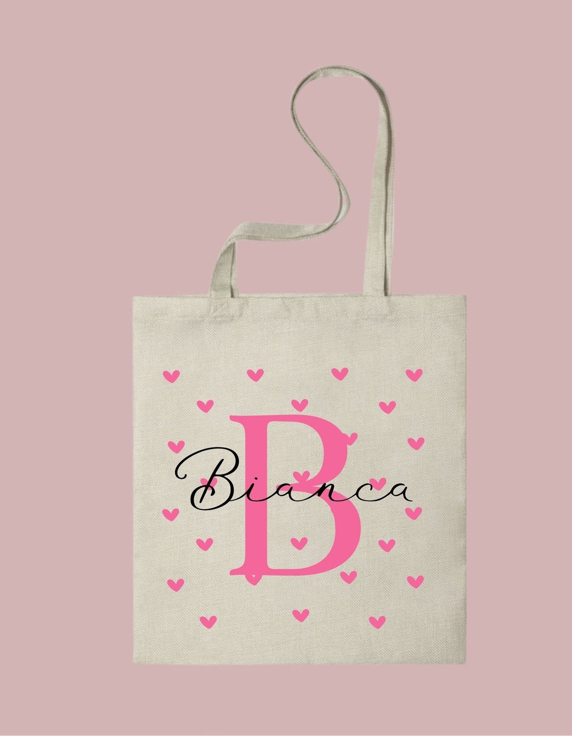 Tote bag Corazones con inicial y nombre personalizable