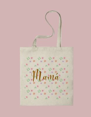 Tote bag Motivo floral personalizable con nombre