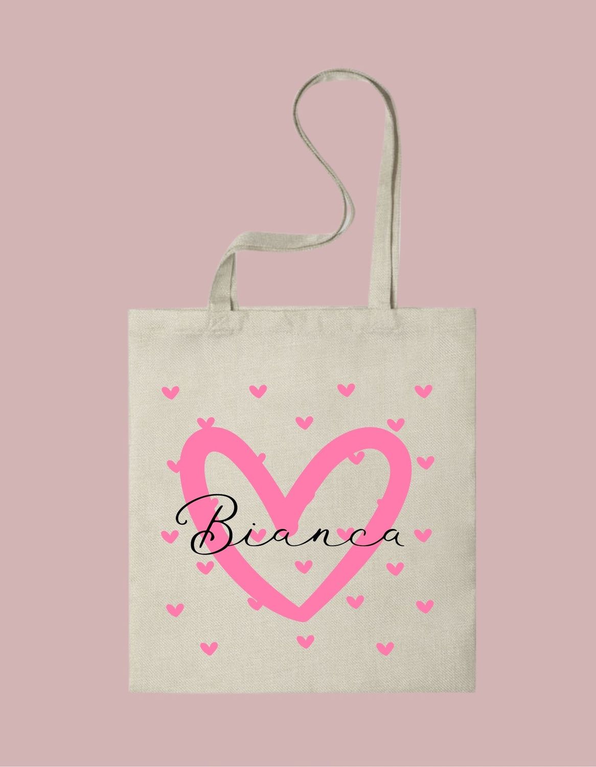 Tote bag Corazones y nombre personalizable