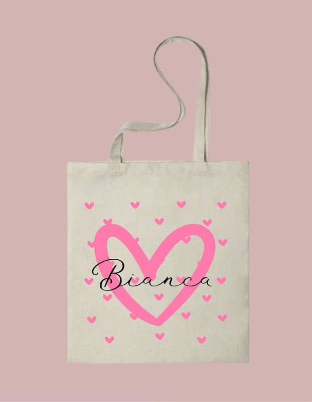 Tote bag Corazones y nombre personalizable