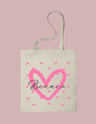 Tote bag Corazones y nombre personalizable
