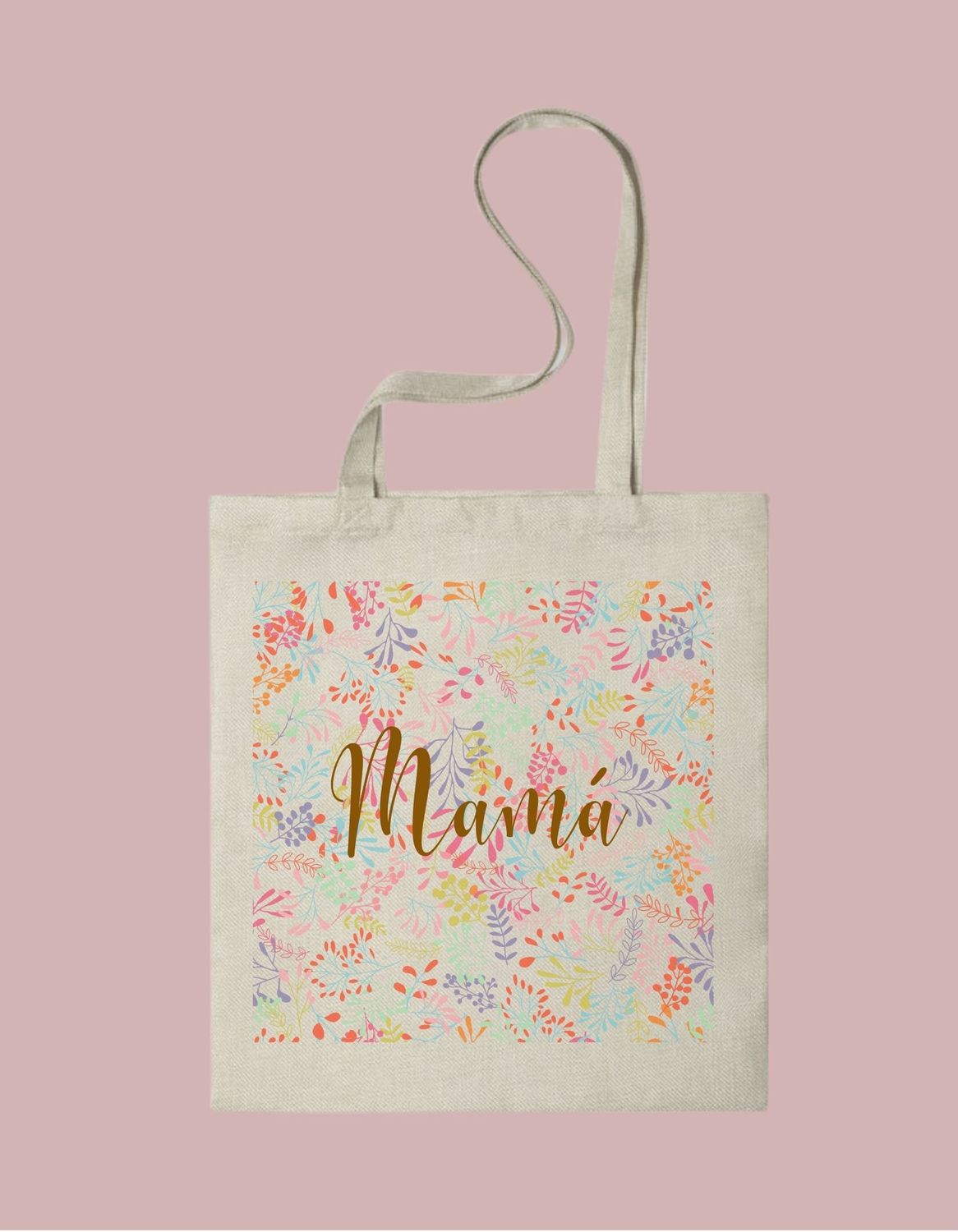 Tote bag "Mamá" con motivo floral