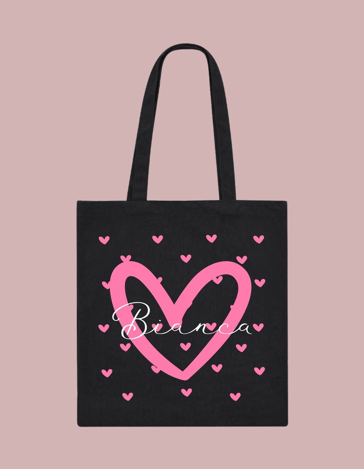 Tote bag Corazones y nombre personalizable