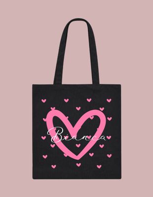 Tote bag Corazones y nombre personalizable