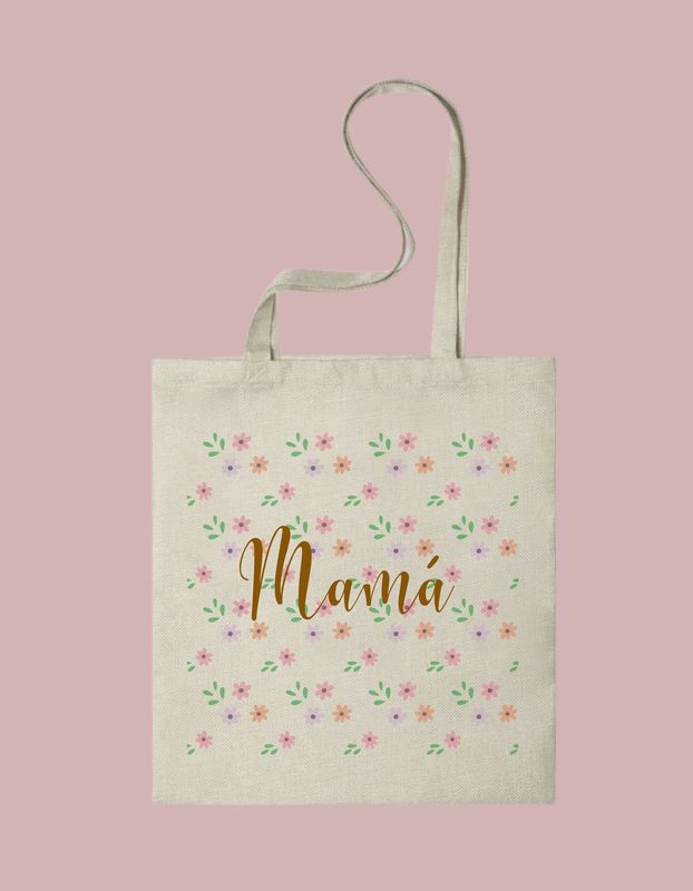Tote bag "Mamá" con motivo floral 2
