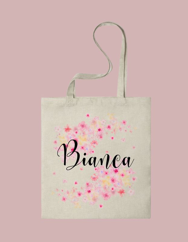 Tote bag Flores y nombre personalizable